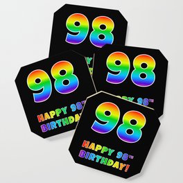 [ Thumbnail: HAPPY 98TH BIRTHDAY - Multicolored Rainbow Spectrum Gradient Coaster ]