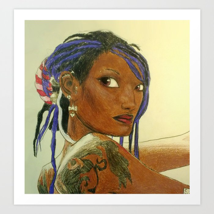 Girl With Dreads Art Print By Nicemarmot