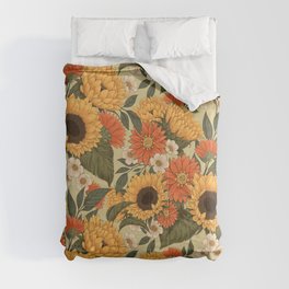 Sunflowers - Tranquill Green Comforter