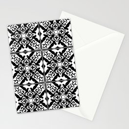 Moroccan Tile Pattern in Black and White Stationery Card