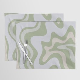 Liquid Swirl Contemporary Abstract Pattern in Light Sage Green Placemat