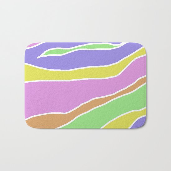 Pastel Current - Pink, blue, yellow and green pastel abstract painting Bath Mat