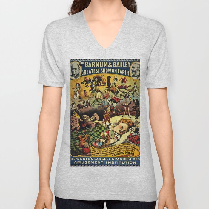 1890 Barnum and Bailey Greatest Show on Earth A Child's Dream Vintage Poster V Neck T Shirt