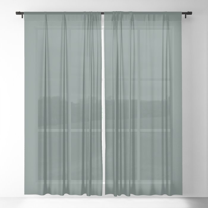 Dark Green Solid Color Behr 2021 Color of the Year Accent Shade Meteorological N430-6 Sheer Curtain