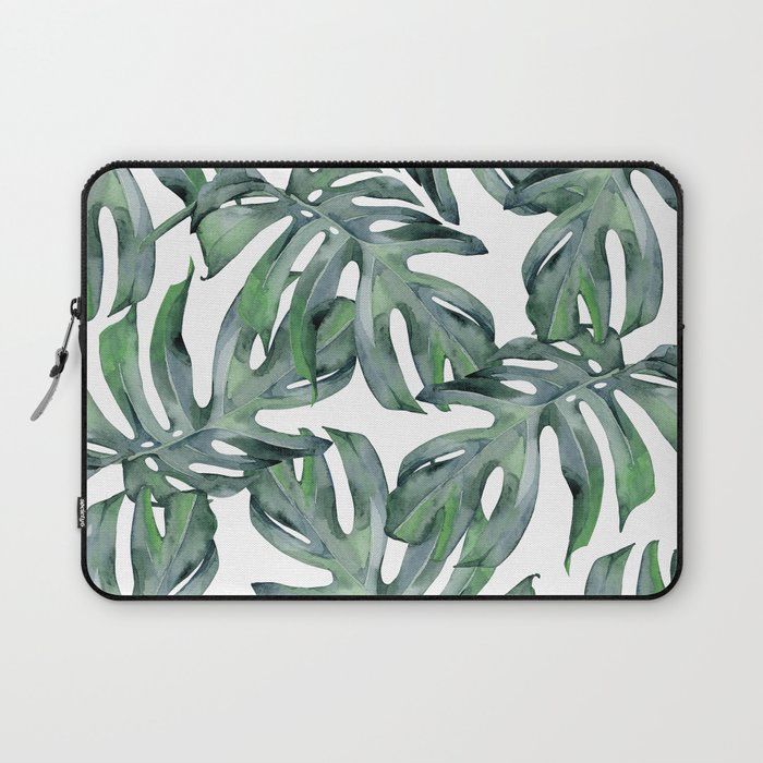 Tropical Palm Leaves Green Laptop Sleeve