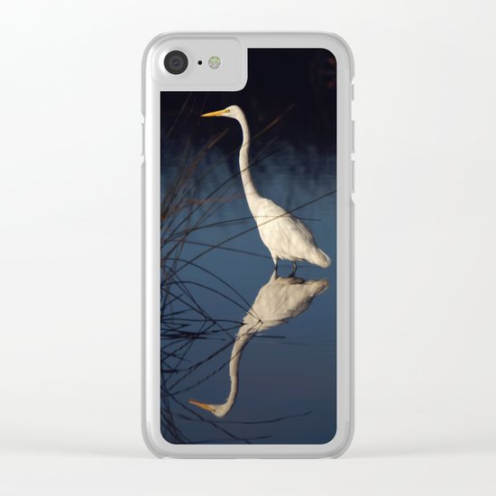 Morning Egret Reflection Clear iPhone Case