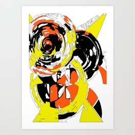 Yellow orange black astract composition 1 Art Print