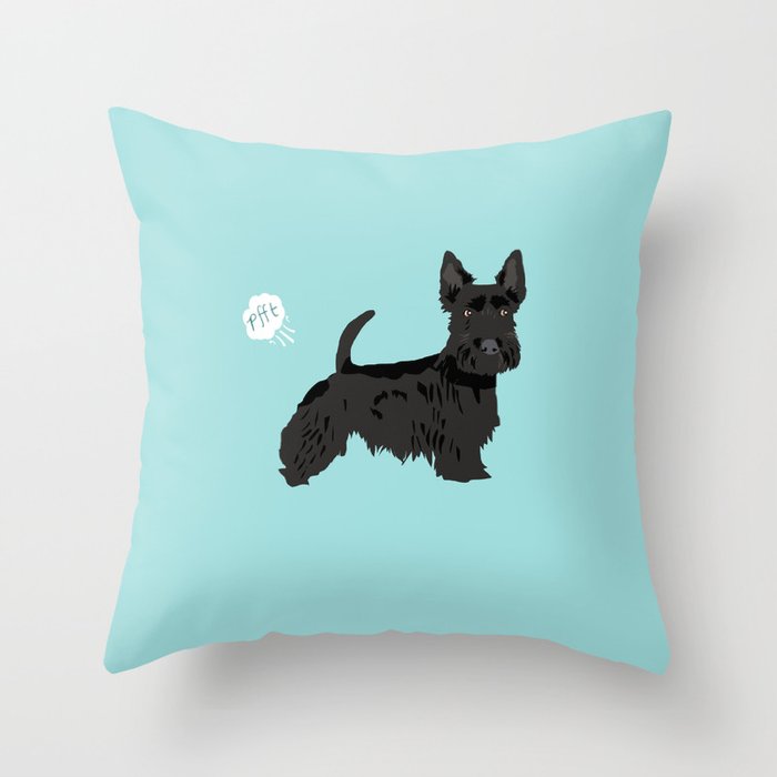 scottish terrier scotties funny farting dog breed pure breed pet gifts Throw Pillow