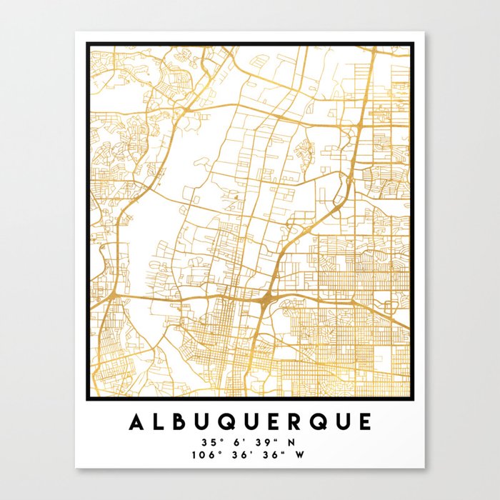 ALBUQUERQUE NEW MEXICO CITY STREET MAP ART Canvas Print