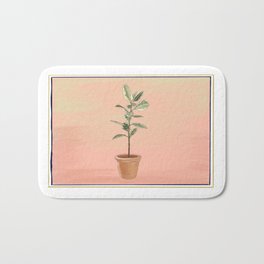 Rubber Tree Plant Bath Mat | Bright, Nature, Tree, Calming, Leaves, Drawing, Happy, Indoorplant, Colored Pencil, Rubbertreeplant 