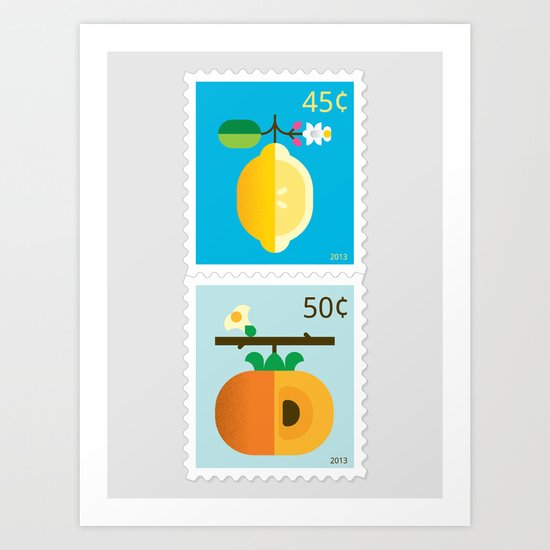 Fruit: Lemon & Persimmon Art Print