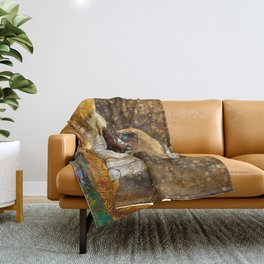 The kiss, part II, Gustav Klimt lovers portrait Throw Blanket