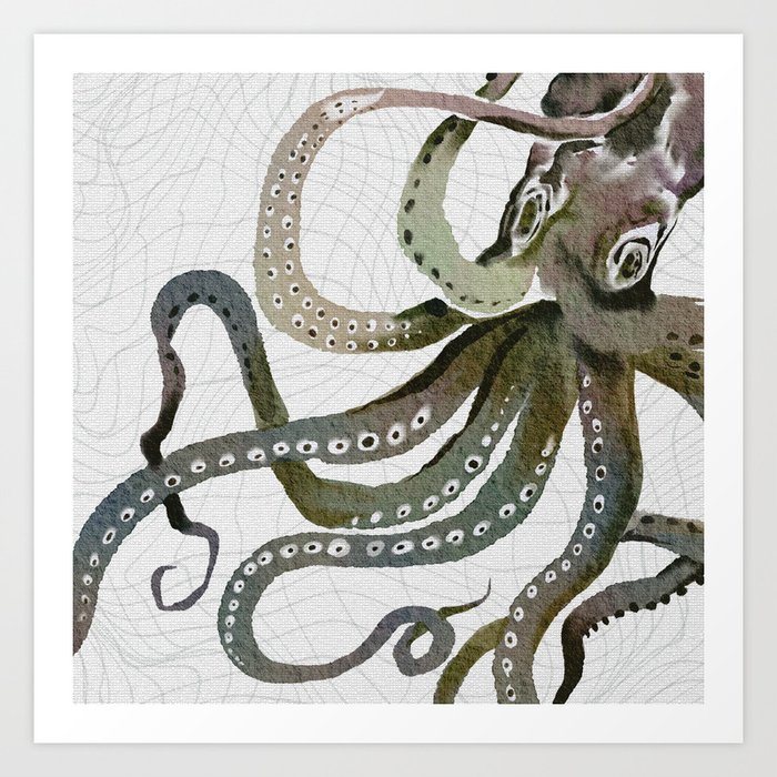 Salty Waves Octopus Art Print