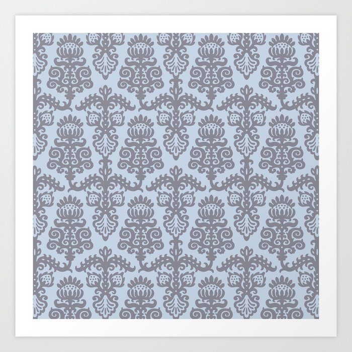 Strawberry Chandelier Pattern 547 Gray and Blue Art Print