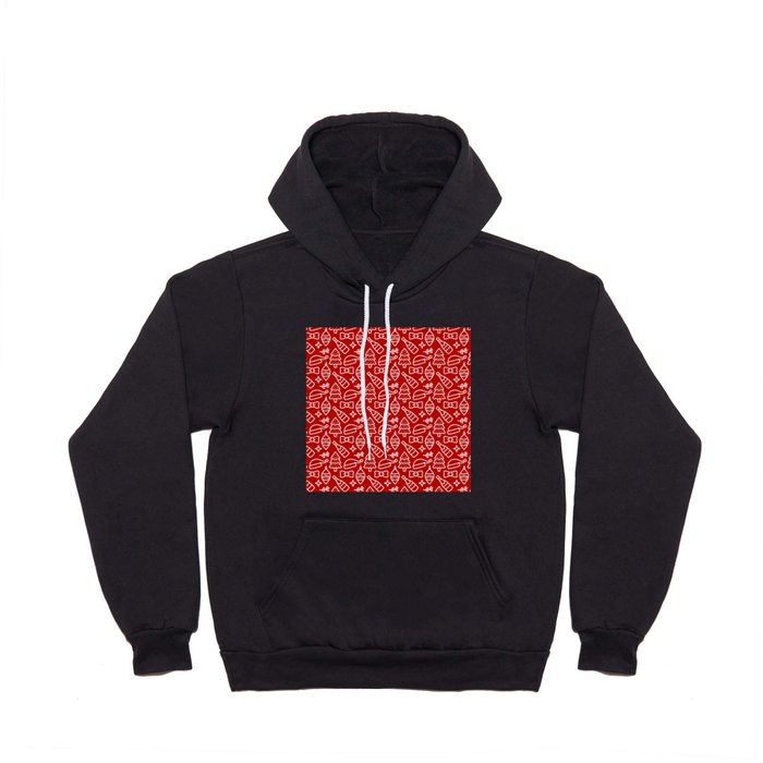 Christmas Pattern Red White Drawing Elements Hoody