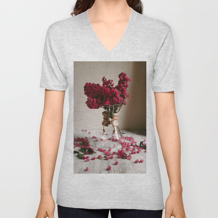 Coffee and Crepe Myrtles V Neck T Shirt
