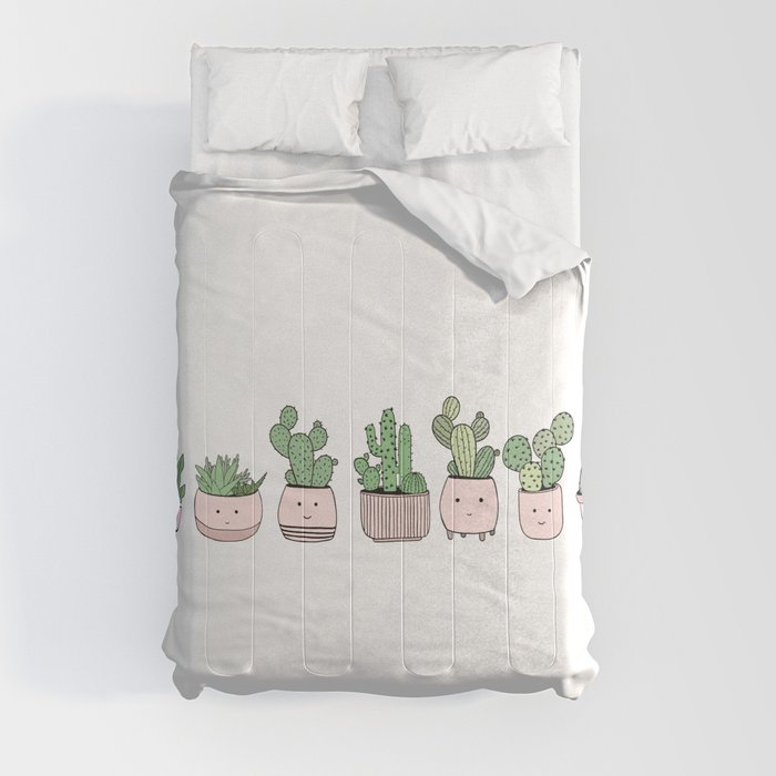 Happy succulent cactuses Comforter