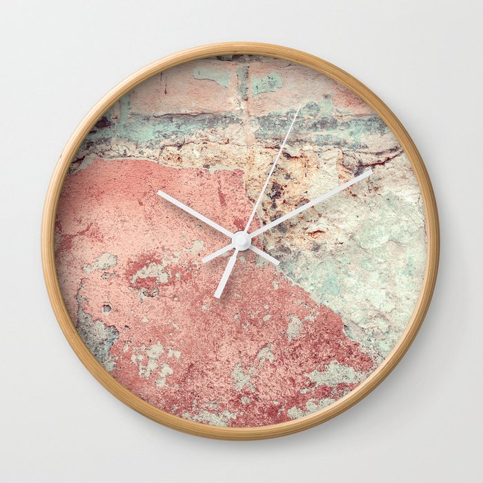 Old textured concrete wall with natural defects. Scratches, cracks, crevices.  Wall Clock