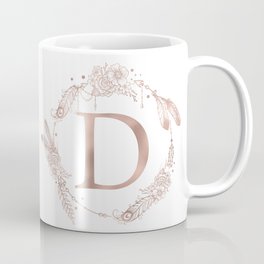 Letter D Rose Gold Pink Initial Monogram Mug