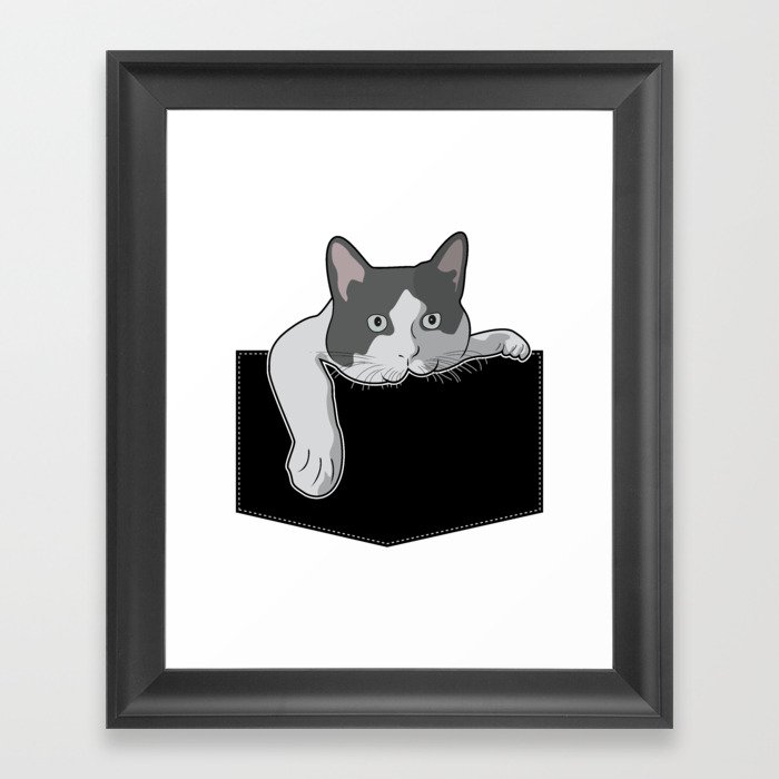 CAT IN THE POCKET Framed Art Print