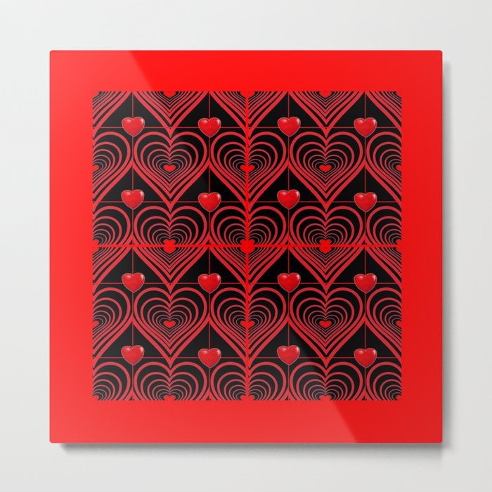 RED & BLACK 0PTICAL ART  RED VALENTINES DESIGN Metal Print