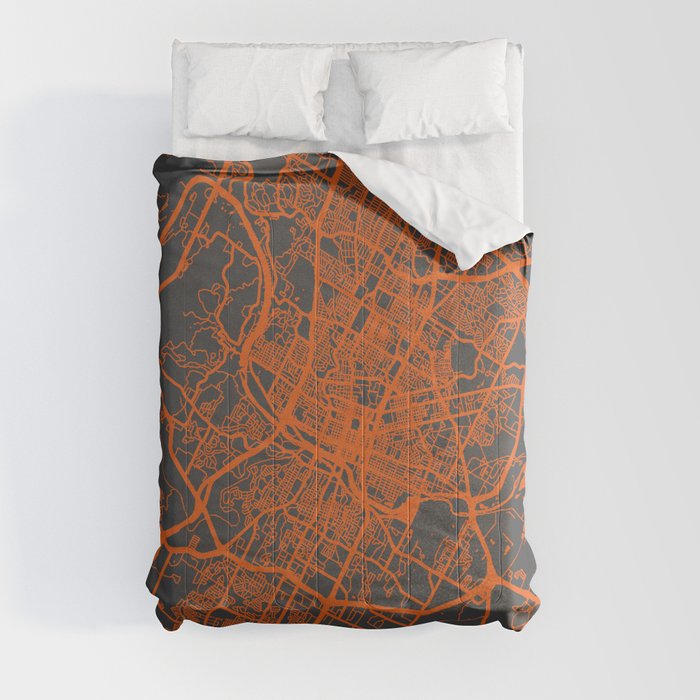 Austin map orange Comforter