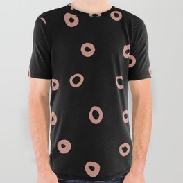 Black and Pink Simple Hoop Circle Pattern Pairs DE 2022 Trending Color Rose de Mai DET432 All Over Graphic Tee