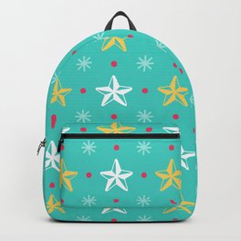 Christmas Pattern Yellow Blue Star Snowflake Backpack