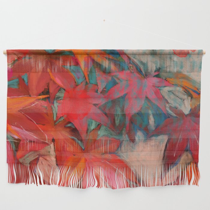 red leaves abstract art Wall Hanging