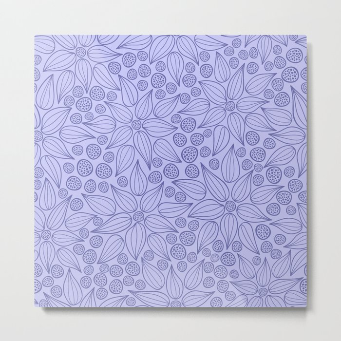 Periwinkle Purple Blue Floral Print Metal Print