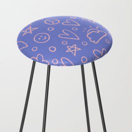 Girly Whiteboard Doodles - purple blue and light pink Counter Stool