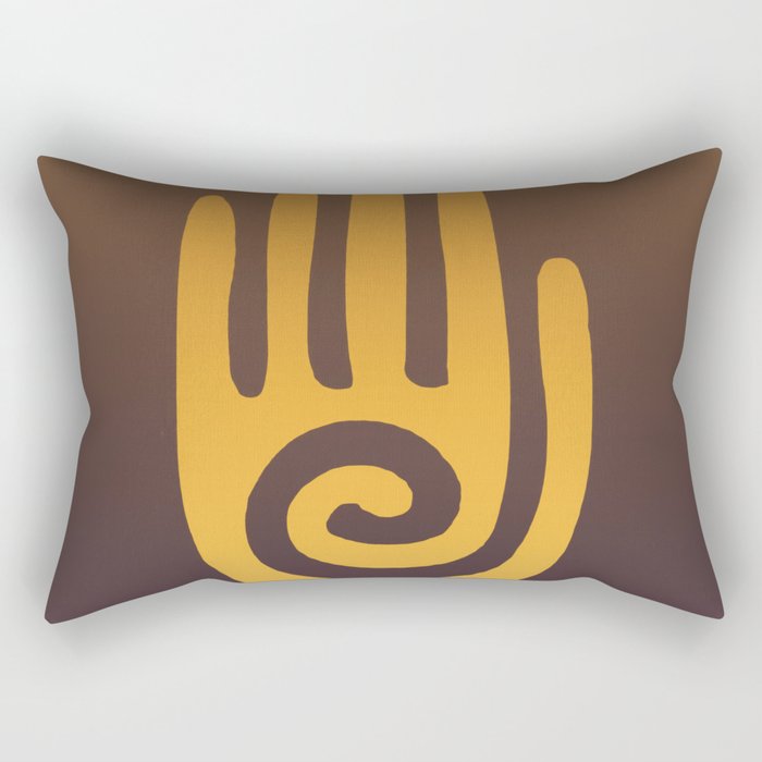 Spiral Hand Symbol - Ochre on Purple and Brown Gradient Background Rectangular Pillow