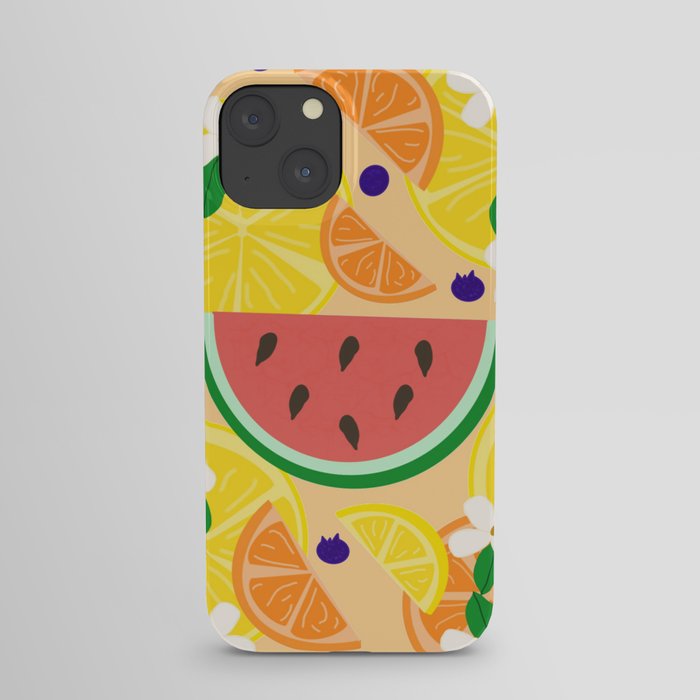 Summer Fruits on Orange iPhone Case