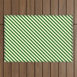 [ Thumbnail: Light Yellow and Dark Green Colored Lined/Striped Pattern Outdoor Rug ]