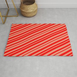 [ Thumbnail: Dark Salmon & Red Colored Striped Pattern Rug ]
