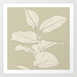 Elegant Foliage in Sepia Tone Art Print