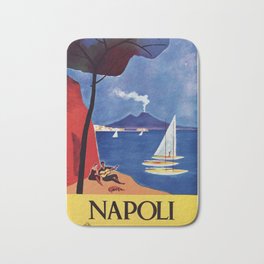 Napels Italy retro vintage travel ad Bath Mat | Mount, Summer, Serenade, Volcano, Romantic, Advertising, Vesuvius, Aapshop, Italy, Aap 