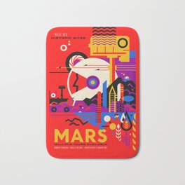 NASA Mars The Red Planet Retro Poster Futuristic Best Quality Bath Mat