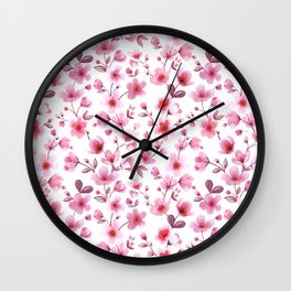 Cherry blossom flowers romantic spring pattern Wall Clock
