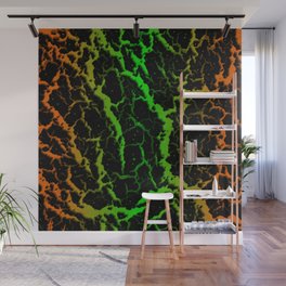 Cracked Space Lava - Orange/Green Wall Mural