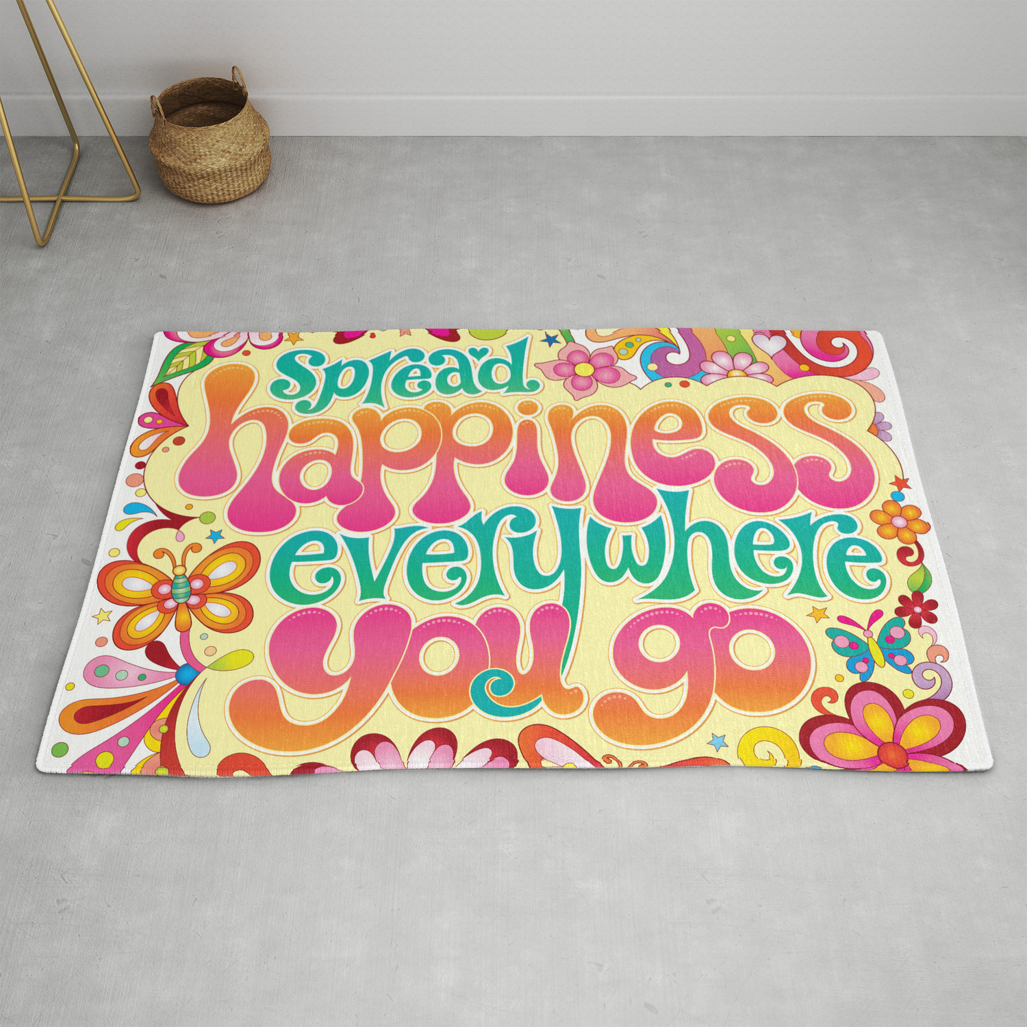 Spread Happiness Everywhere You Go Art By Thaneeya Mcardle Rug By Thaneeya Society6 Spread Happiness Everywhere You Go Art By Thaneeya Mcardle Rug By Thaneeya Society6