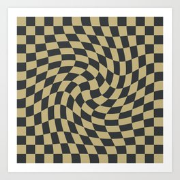 Checkerboard swirl. Sand and Onyx colors. Art Print | Swirly, Graphic, Background, Color, Pattern, Chessboard, Radiance, Detail, Contemporary, Checker 