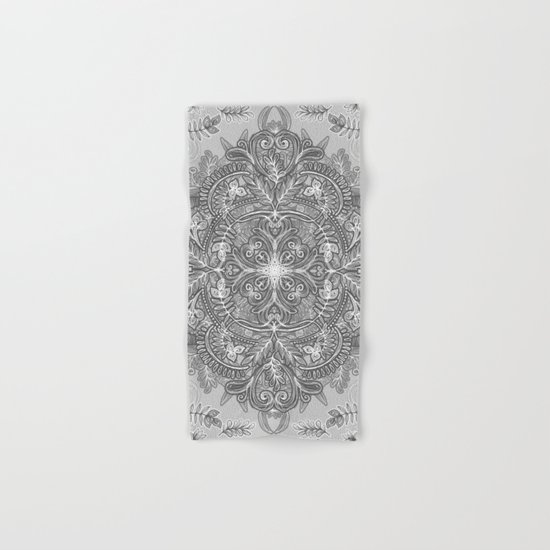 Vintage Winter Monochrome Doodle Hand & Bath Towel