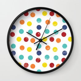 Rainbow Dots Dotted Polka Dot Print Pattern Fun Decor  Wall Clock