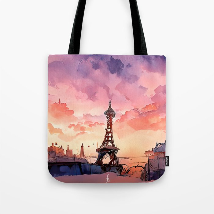 Purple Paris Tote Bag