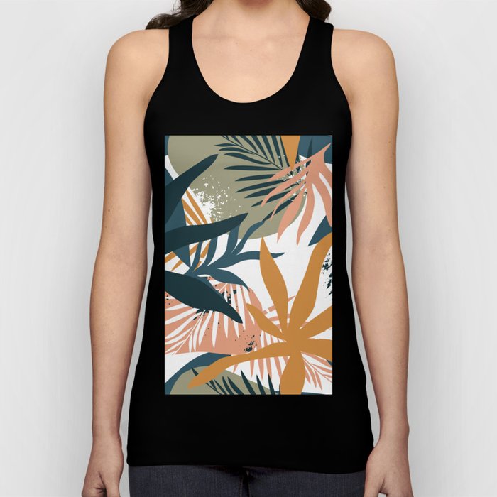 Abstract tropical organic nature shape leaf pattern Tank Top