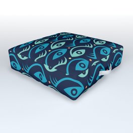 Fish and Eye seamless pattern. Outdoor Floor Cushion