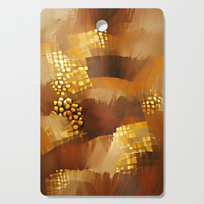 Brown and gold original abstract digital artwork Cutting Board