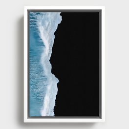Minimalist wave crashing on a black sand beach in Iceland – Ocean Landscape Photography Framed Canvas