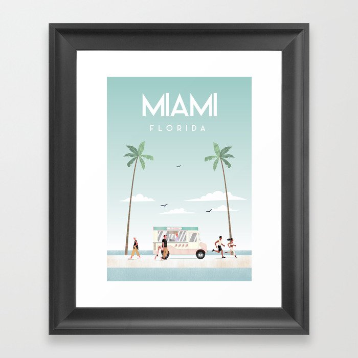 Miami Florida Beach travel poster Framed Art Print